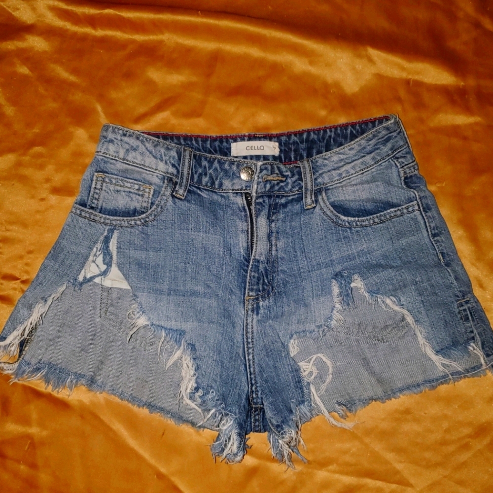 Distressed High Waisted Jean Shorts